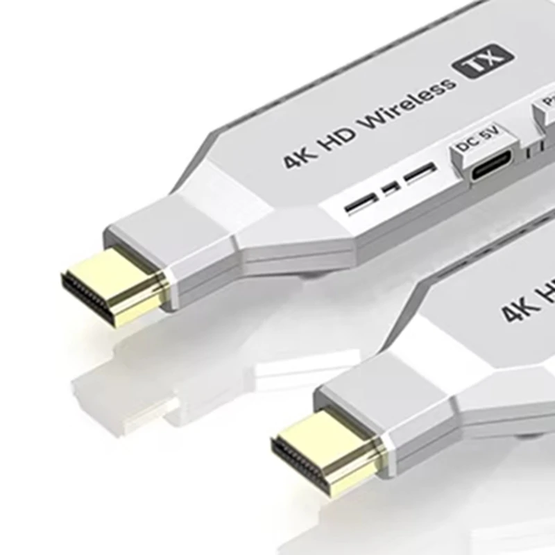 موسع لاسلكي 5.8G 50M 4K - طقم جهاز إرسال واستقبال الصوت والفيديو المتوافق مع محول دونجل للعرض اللاسلكي