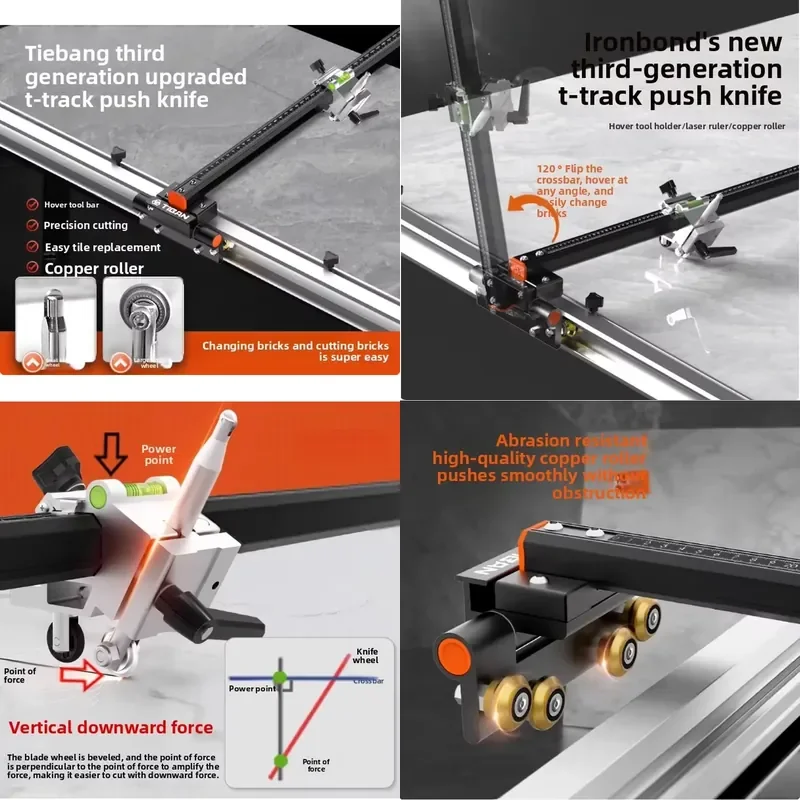 Upgraded T-Type Push Cutter - High-Precision Manual Tile & Stone Slab Cutting Tool