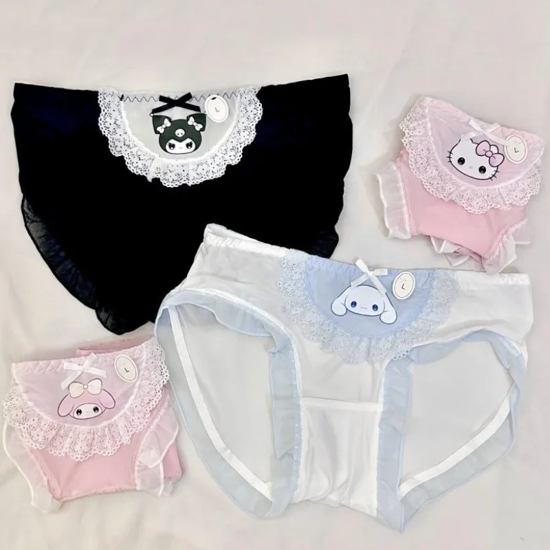 

Kawaii милое нижнее белье Sanrio Hello KittykuromiCinnamoroll с героями мультфильмов из ледяного шелка, сексуальные трусы для девочек, удобный дышащий подарок