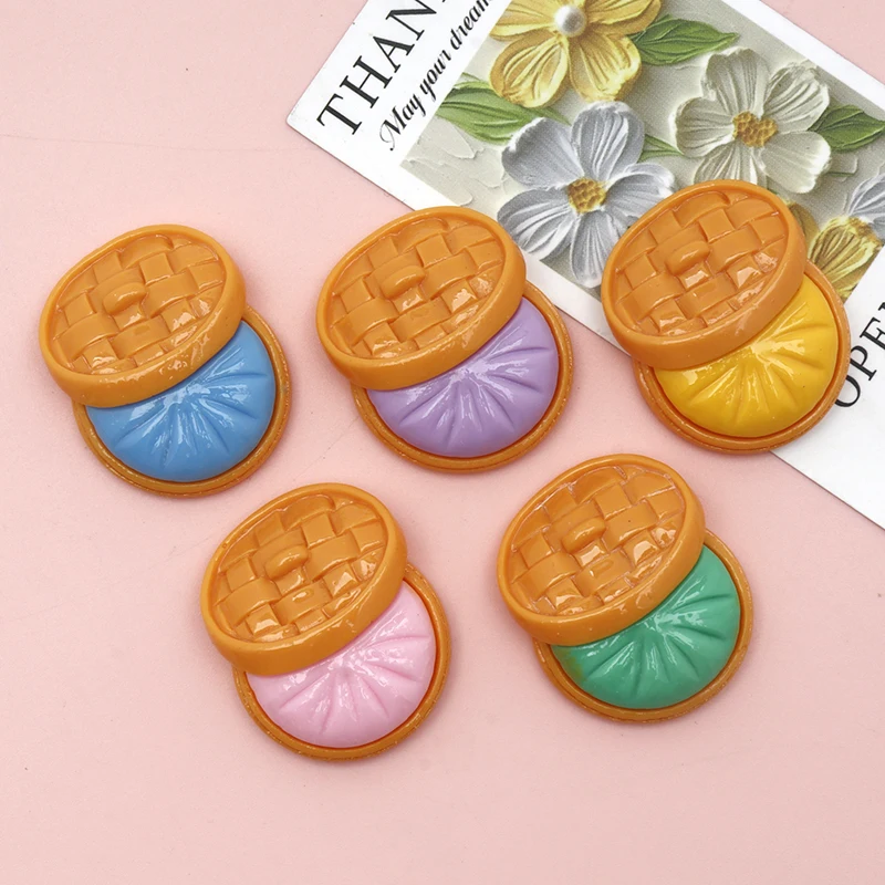 10/100pcs Cartoon Steamed Stuffed Bun Resin Pendant DIY Keychain Charms Hair Clip Scrapbooking Decoration Handmade Accessories