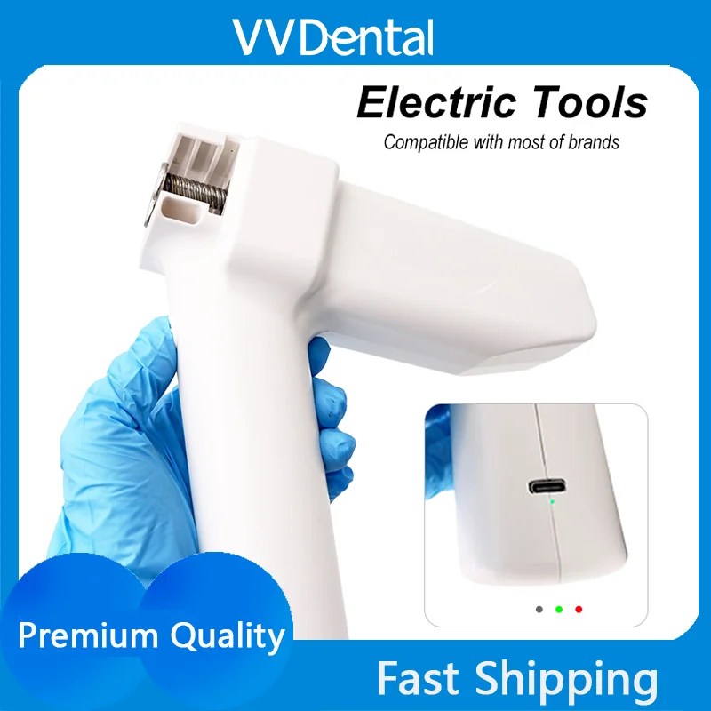 1 Set VVDental Professional Dental Lab Electric Silicone Dispensing Gun High Precision Stable Output 1:1 2:1 4:1 50ml Cartridge
