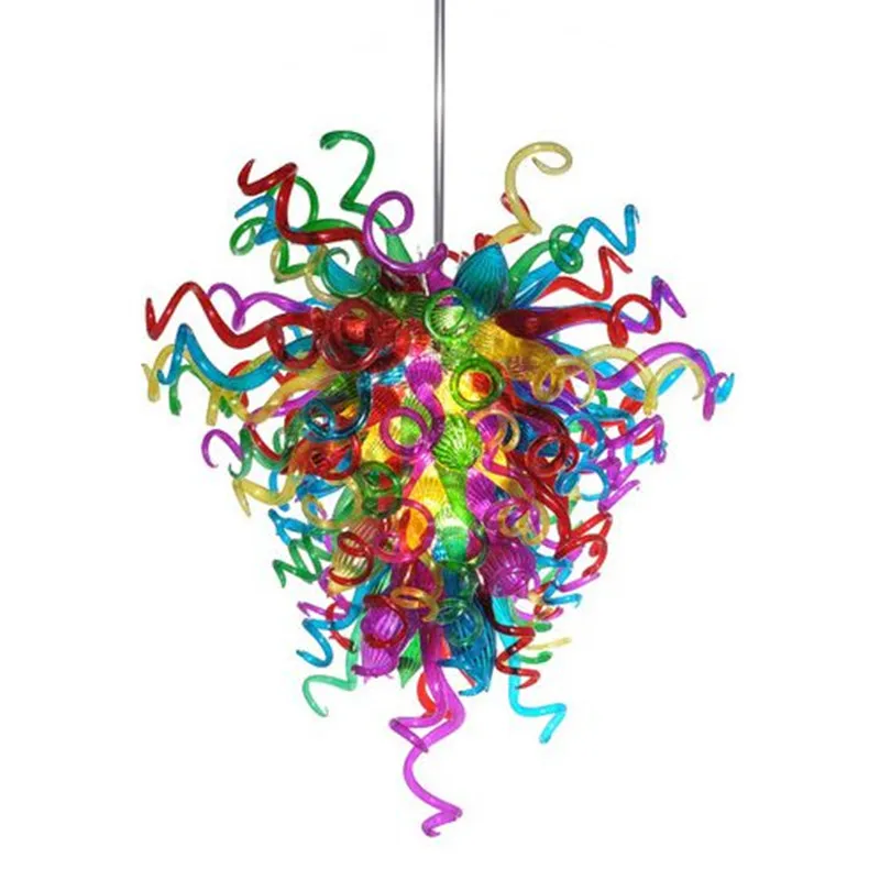 Colorful LED Chain Pendant Lamps Manufacturer Direct Store Hand Blown Glass Chandelier Lights