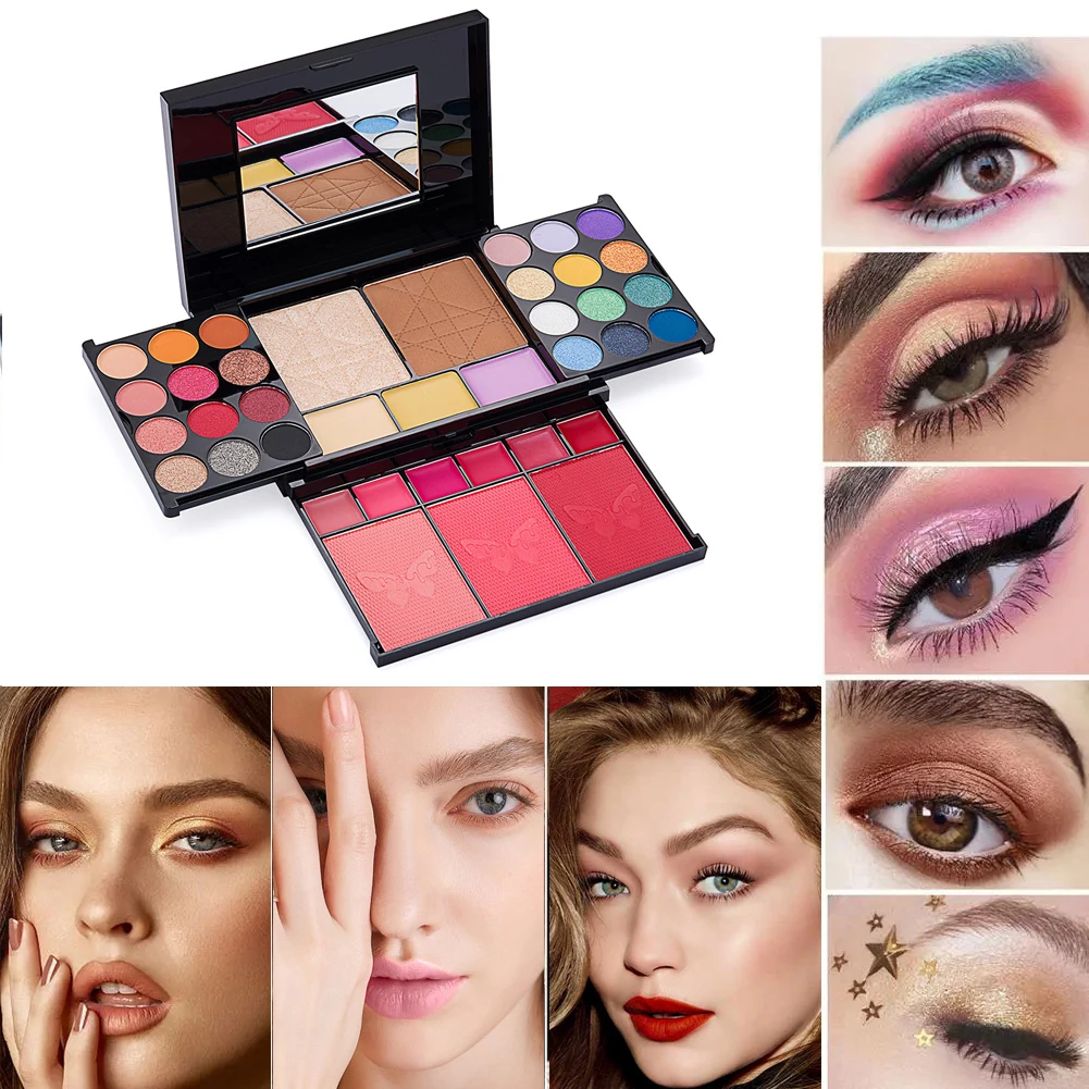 Kit de maquillaje para mujer, juego de maquillaje todo en uno con 38 colores, sombra de ojos, brochas de maquillaje, brillo de labios, espejo