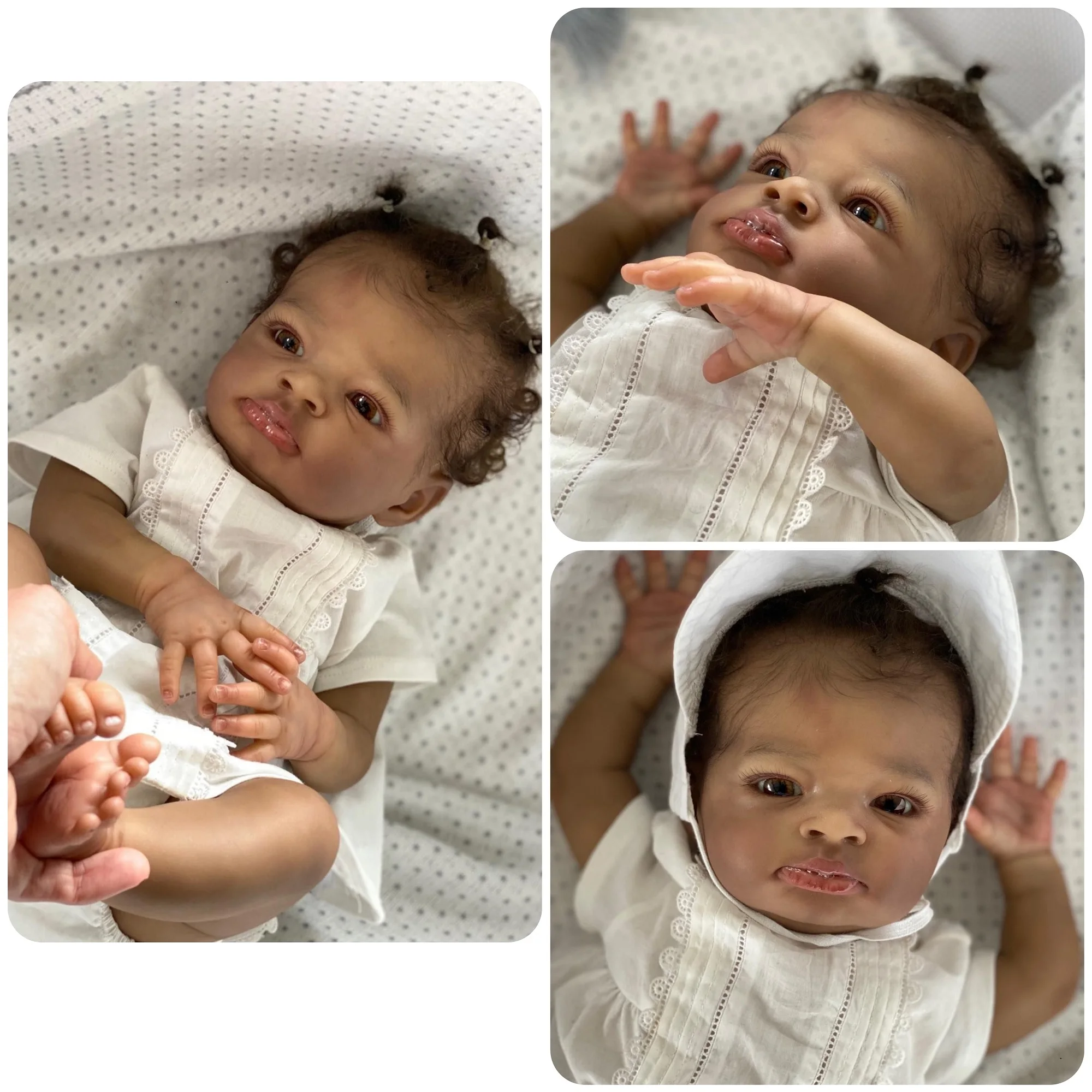 45cm Handmade Lanny Bebe Reborn 3D Painted Black Skin Lifelike Real Newborn Baby Dolls muñecas reborn reales para niñas