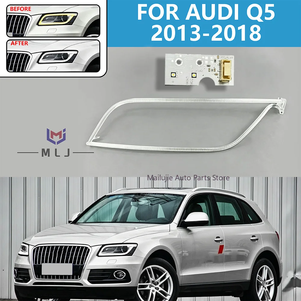 LED Angel Eyes Light Guide Strips DRL Chip White Light Source Board Tube Car Headlight Parts Accessories For Audi Q5 2013-2018