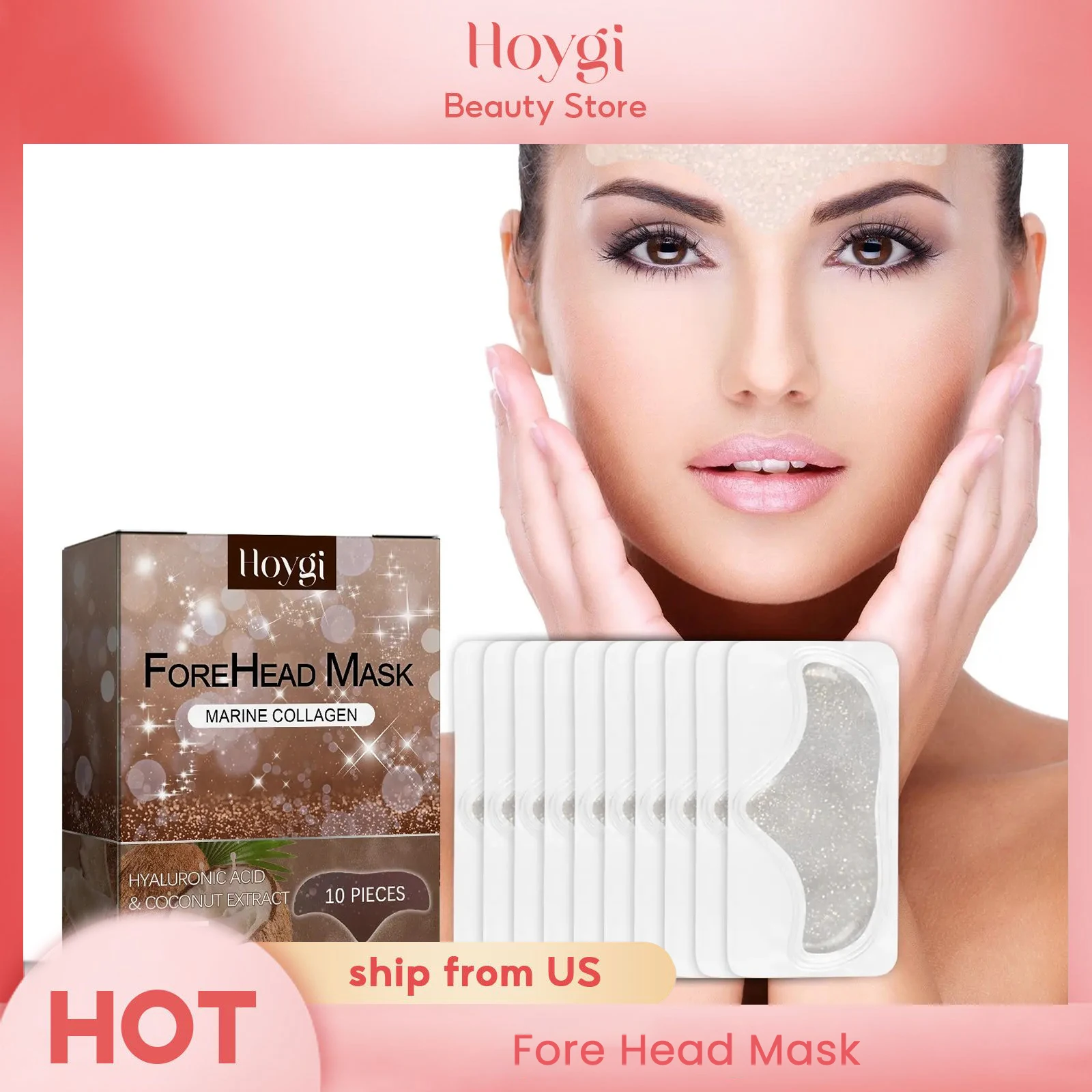 Forehead Mask Nourish Replenish Skin Moisture Smooth Fine Lines & Wrinkles Marine Collagen Anti Wrinkles Treatment Patches