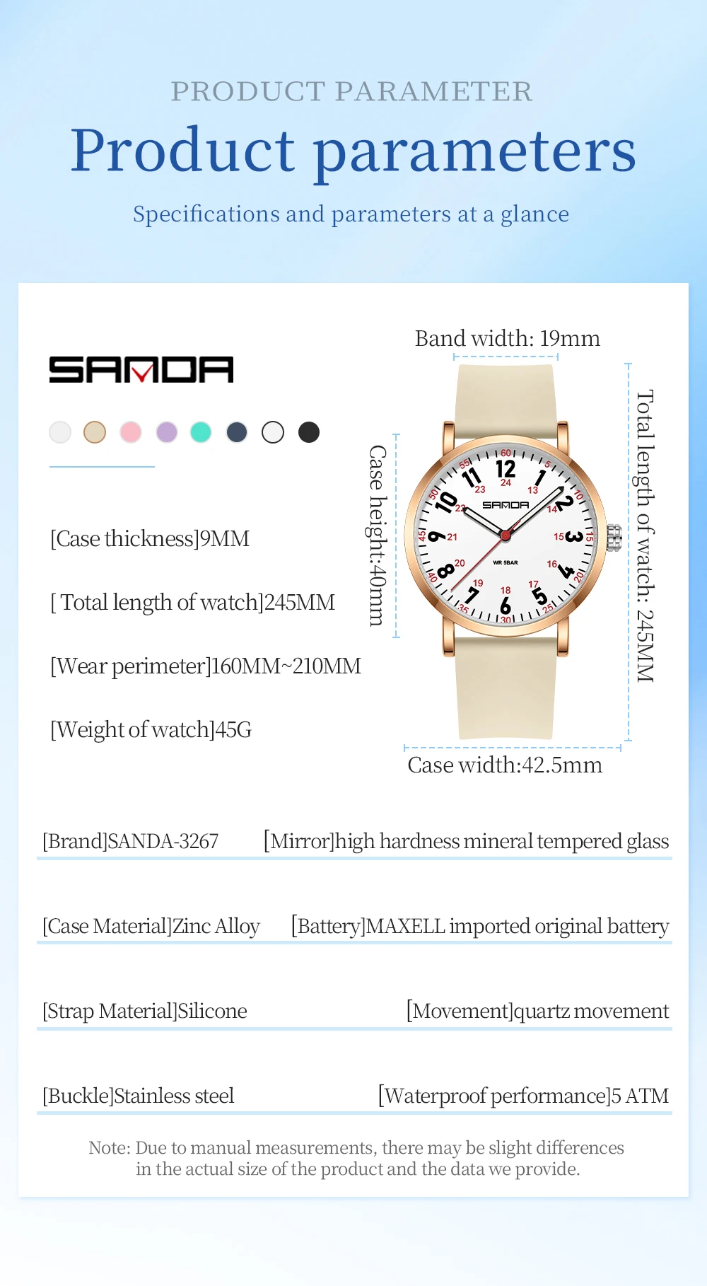 SANDA جديد 3267 ساعة كوارتز عصرية فاخرة للطلاب مقاومة للماء ومزاج بسيط كاجوال للنساء