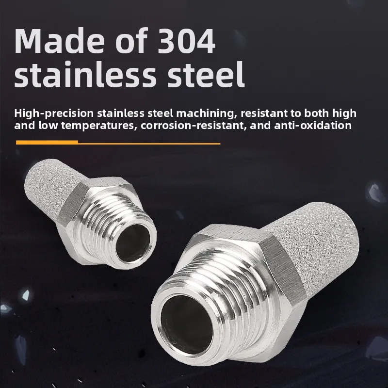 Stainless steel 304 pneumatic flat head muffler M5 muffler filter 2 inches 2 minutes NPT mesh bird's nest sintering 1 inch 316