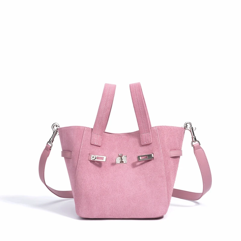 

Classic Fashion Luxury Genuine Leather Basket Bucket Women Tote Bag Matte Suede Cow Leather Female Shoulder Bag High-end Handbag