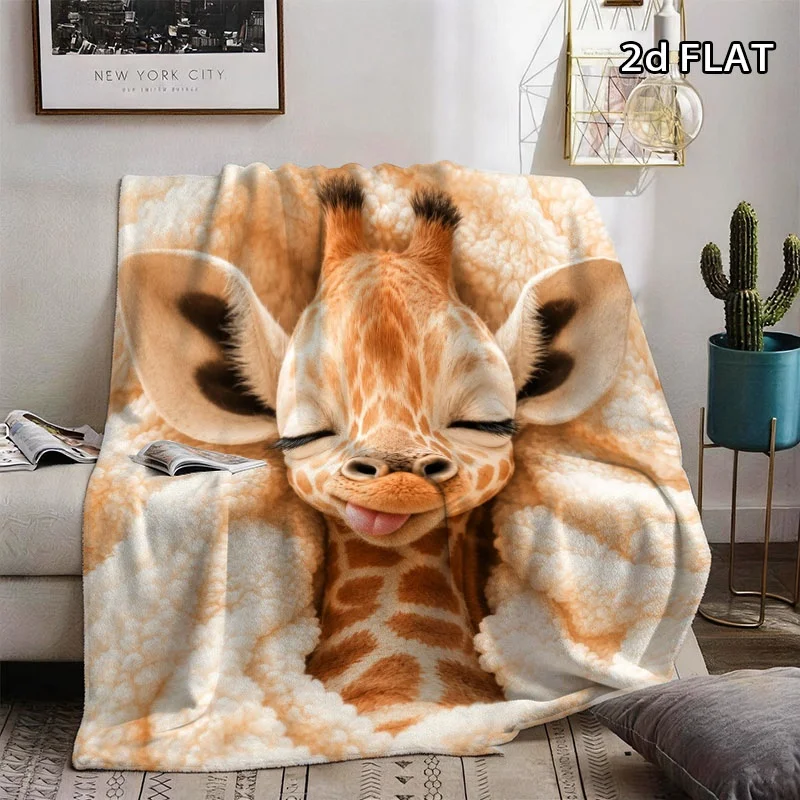 Ultra Soft Giraffe Print Plush Blanket Throw Cozy Fluffy Animal Decor Nursery Baby Kids Gift Lapghan for Crib Warmth Bedding