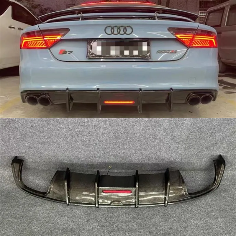 

Для Audi A7 S7 спортивная версия 2011-2014 задний бампер из настоящего углеродного волокна, диффузор, разветвители выхлопных газов, аксессуары, комплект кузова