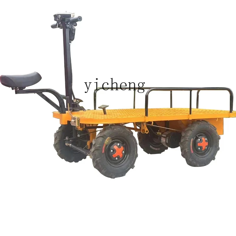 ZK Electric Four-Wheel Flat-Plate Truck Can Push and Pull Goods Stall Car Warehouse Freight Truck King