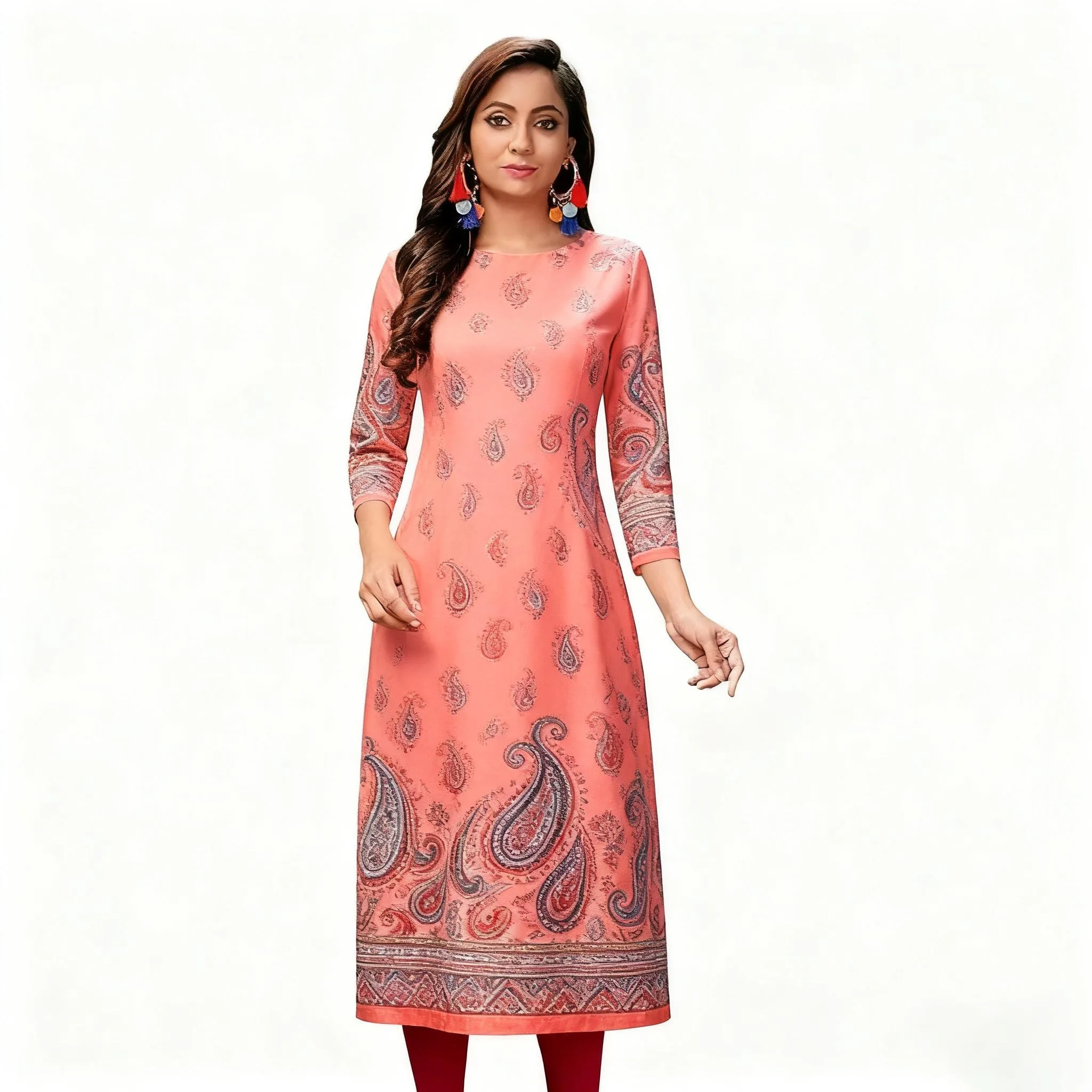 فستان مسلم كورت نسائي عصري وأنيق على الطراز الوطني أنبوب مستقيم غير رسمي بحاشية RSlit نمط زهور تنورة نوبل 2026 #1