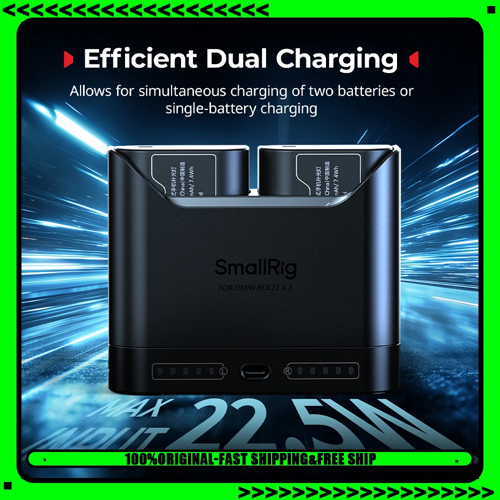 SmallRig Dual Battery Camera Charger For Sony NP-FZ100 NP-FW50 Canon LP-E6P Nikon EN-EL15c Panasonic DMW-BLK22