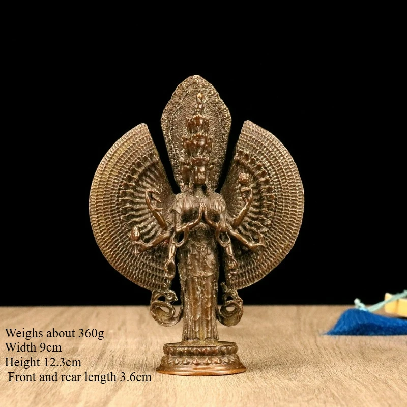 Retro Tibetan Tantric Thousand-Armed Avalokitesvara Statue Thousand-Armed Bodhisattva Worship Ornaments Old-fashioned Crafts