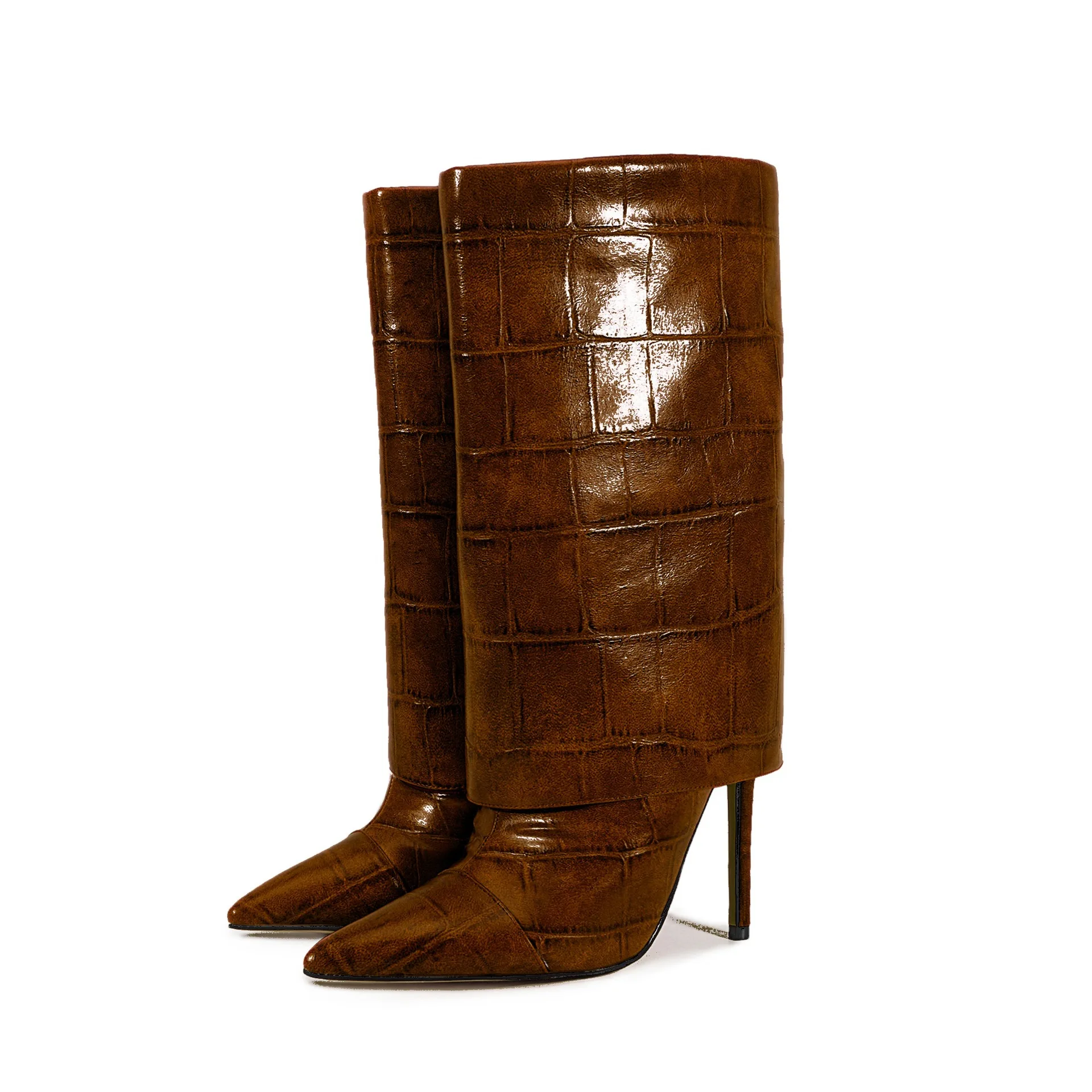 

Autumn Winter Women's Pointed Toe Stiletto High Heels Mid Boots Skirt Boots With Marble Vein Pattern Fashion Banquet Boots