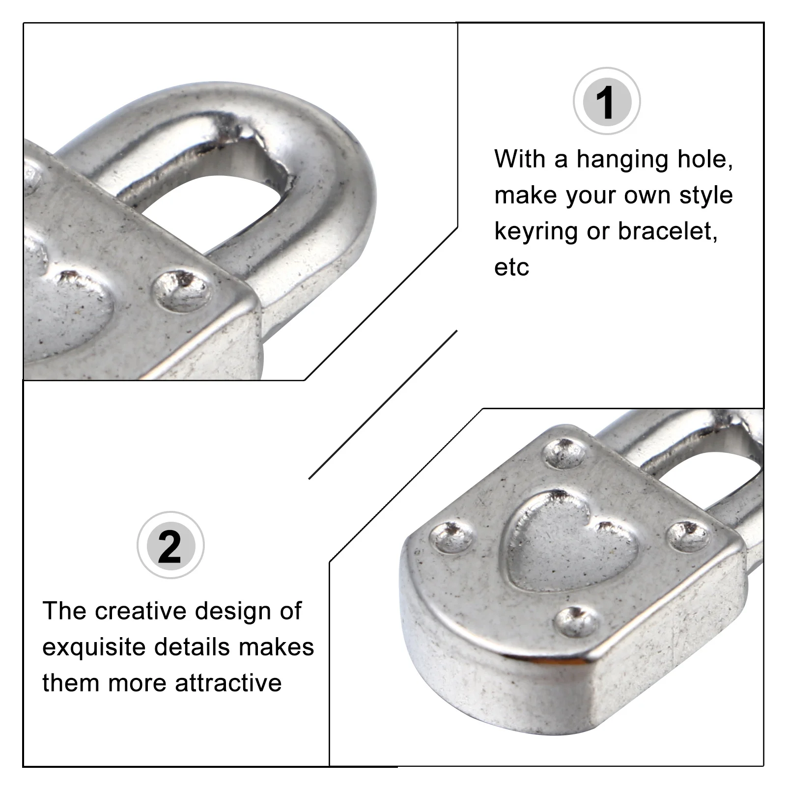 

10Pcs Love Lock Stainless Steel Pendants DIY Jewelry Making Necklace Bracelet Charms Accessories Jewelry Pendants