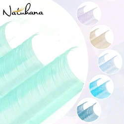 NATUHANA Cream Beige Individual Lash Clusters Mixed Lengths Soft Synthetic False Eyelashes for Cosplay & Party Makeup
