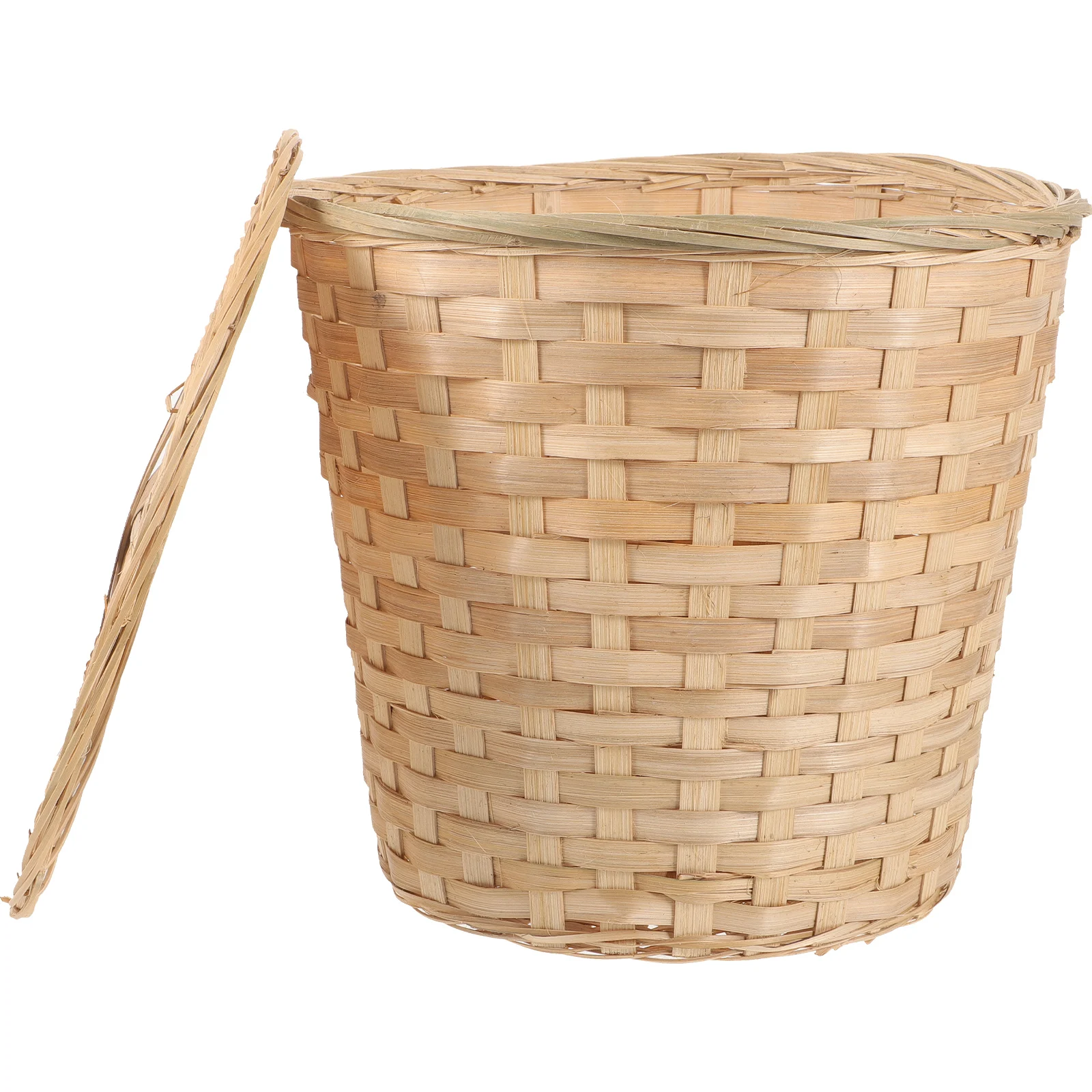 

Bamboo Woven Storage Basket Versatile Household Trash Can Organizer For Kitchen Vegetable Fruit Sundries With Lid Reusable Home