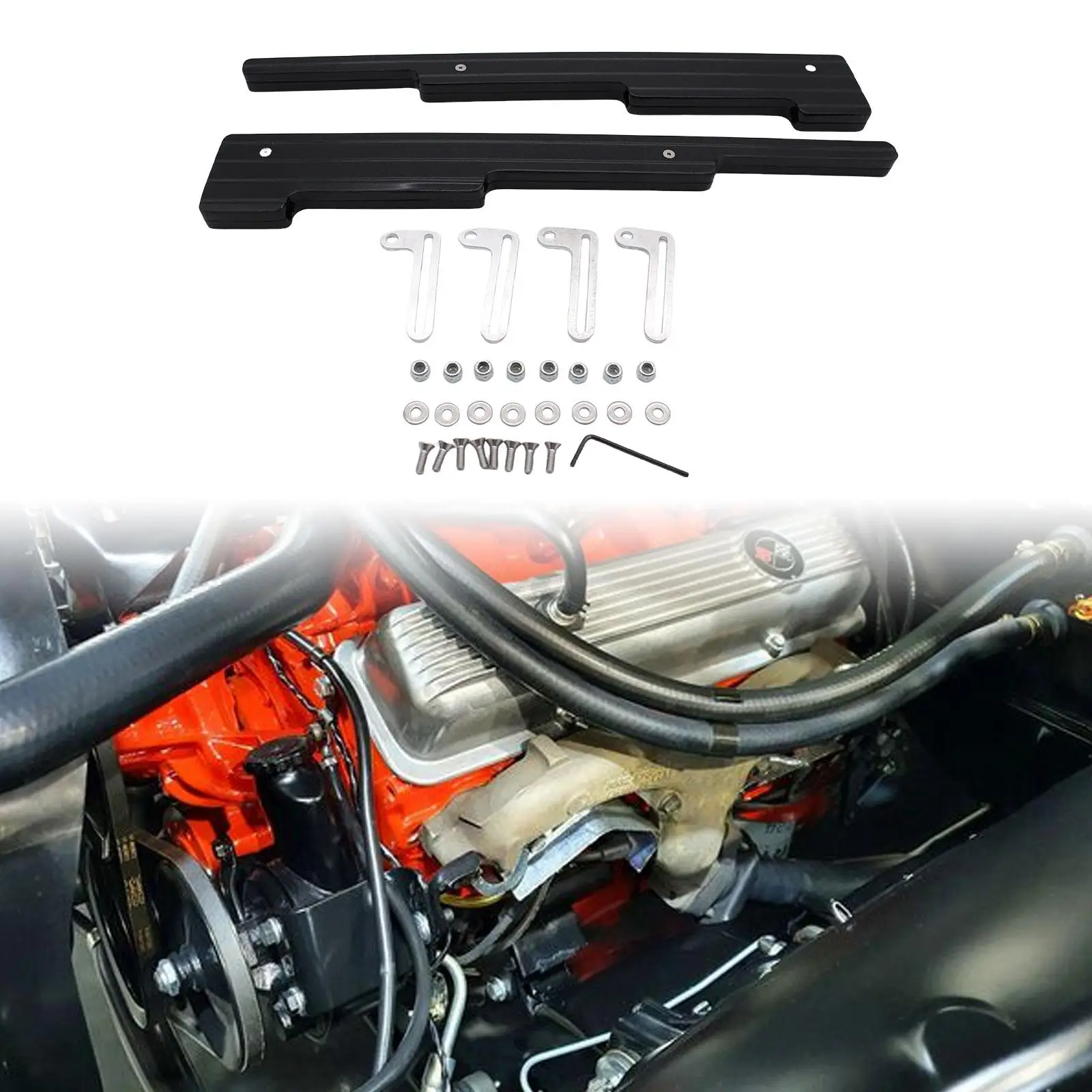 Spark Plug Wire Looms Holder Kit Aluminum Alloy Car Accessories Easy to Install Replace Parts for Dodge Sbc Bbc V8 Engine - view 3