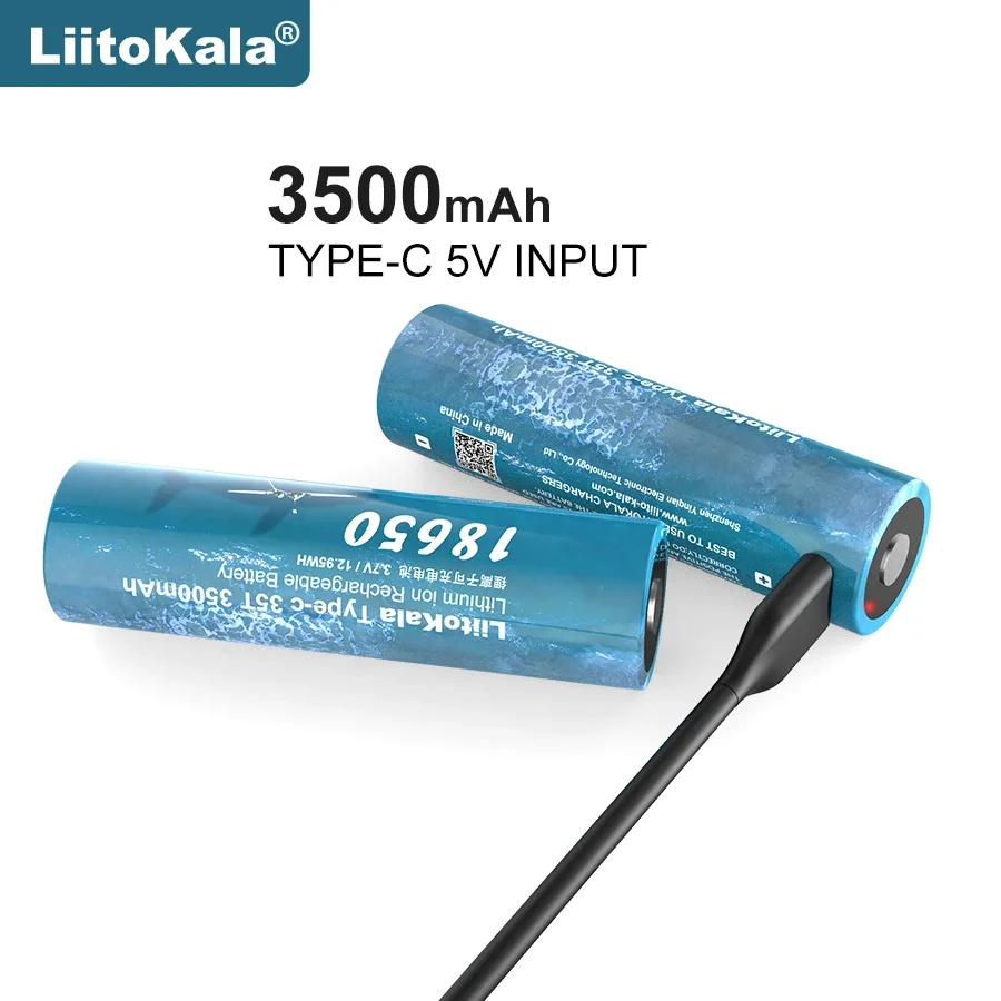 1-20PCS LiitoKala 35T Type-C 5V Input 3.7V 18650 3500mAh Capacity Rechargeable Lithium USB Battery for Toy Keyboar