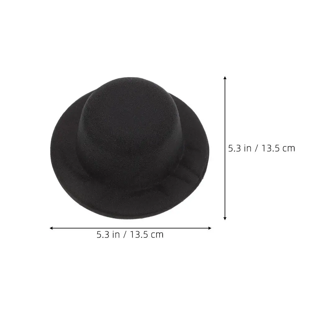 8 Pcs Small Fabric Ornaments Black Mini Formal Hats Miniature Christmas Decorations Tiny DIY Craft Hair Accessories