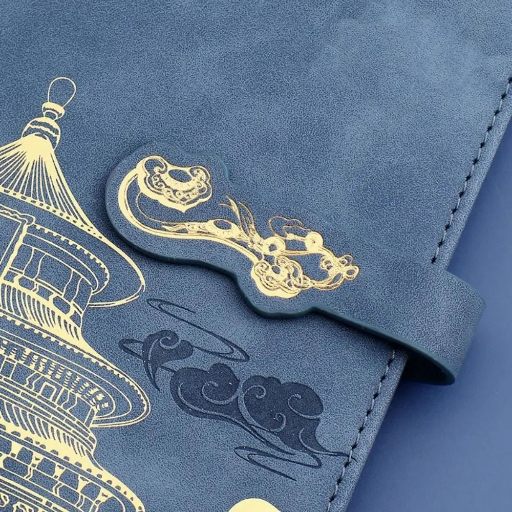 PU Cover Pocket Record Notebook A7 100 Sheets Meeting Record Handbook Student Stationary Chinese Style Mini Daily Planner Travel