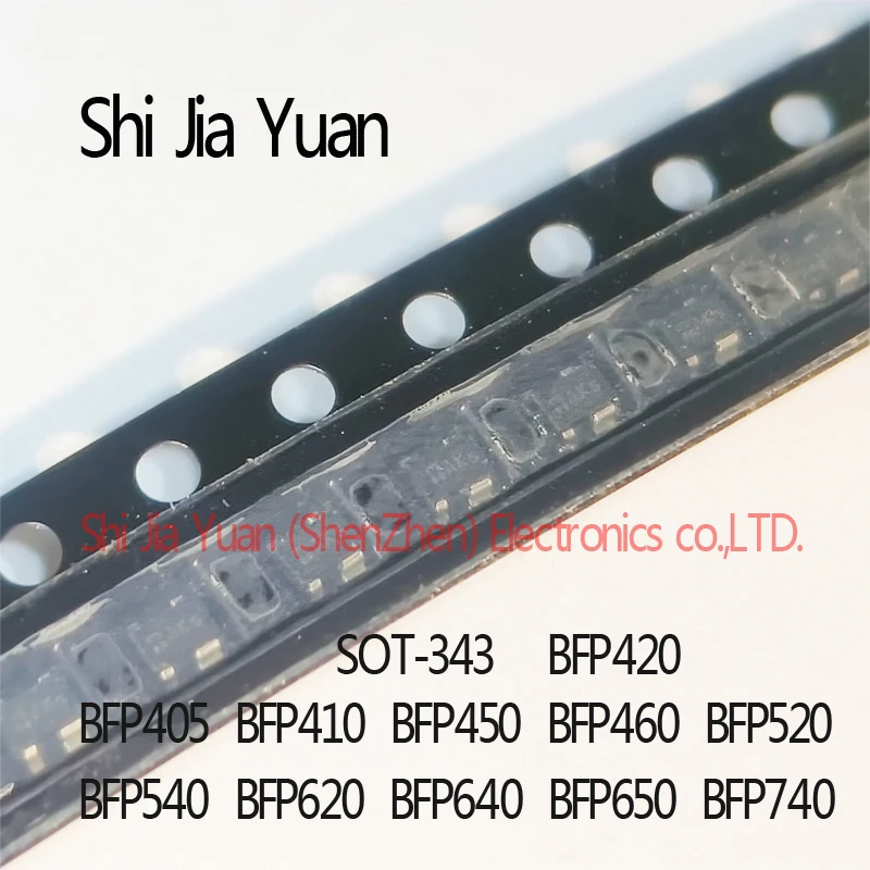 10PCS NPN RF Transistor BFP405  BFP410 BFP420  BFP450  BFP460  BFP520  BFP540  BFP620  BFP640  BFP650  BFP740 H6327 AMs SOT-343