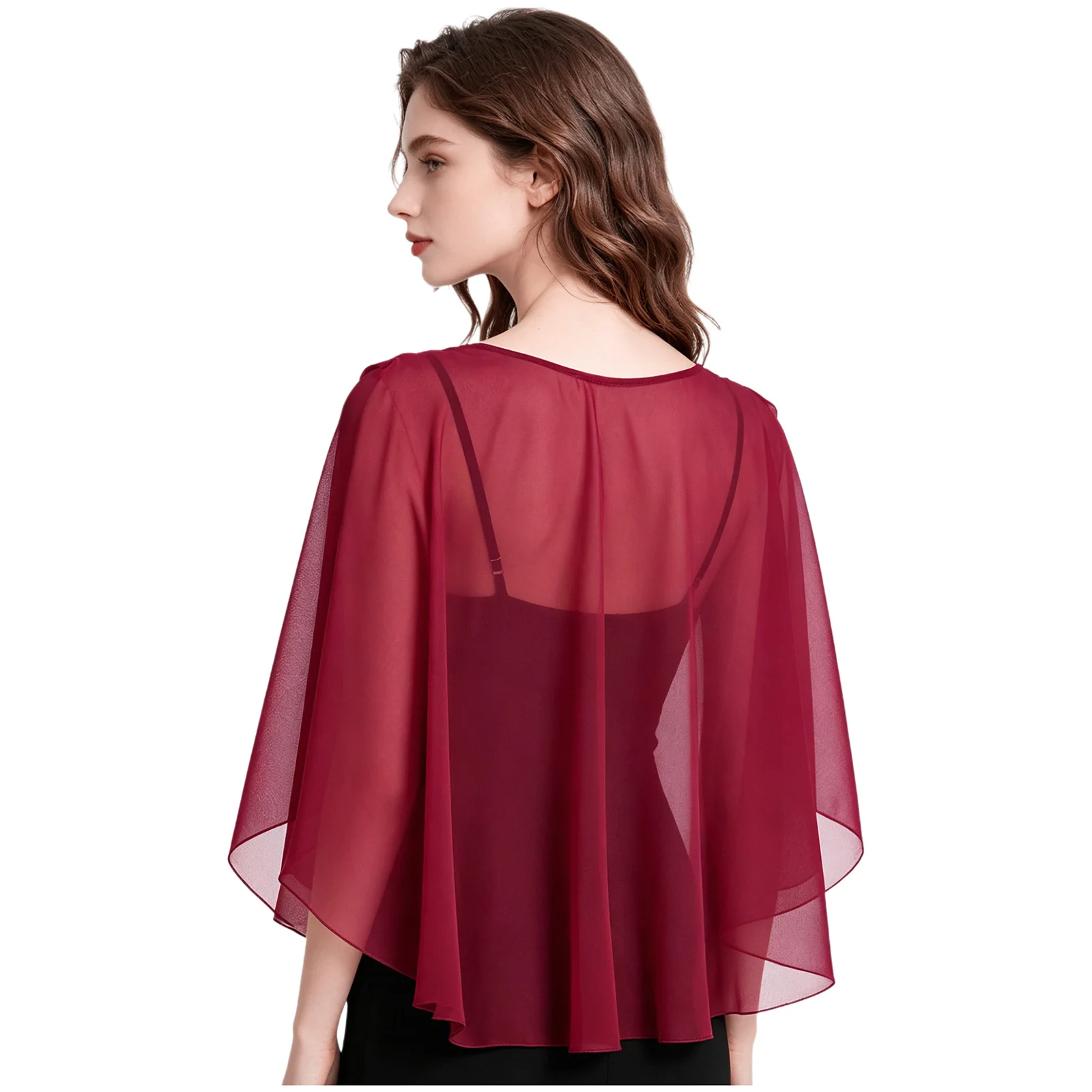 

Lady Elegant Evening Cape Cowl Neck Shawls Wraps for Women Shoulder Shrugs Cover Up Chiffon Cocktail Party Dress Accessories