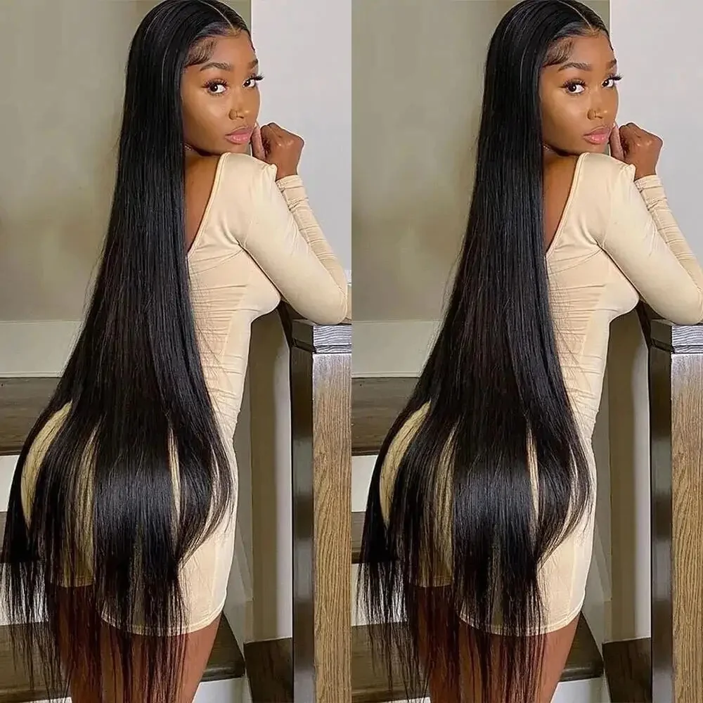 40 Inch Bone Straight Lace Front Wigs Human Hair 13x4 13x6 HD Lace Frontal Wig Pre Plucked Transparent Brazilian Wigs For Women