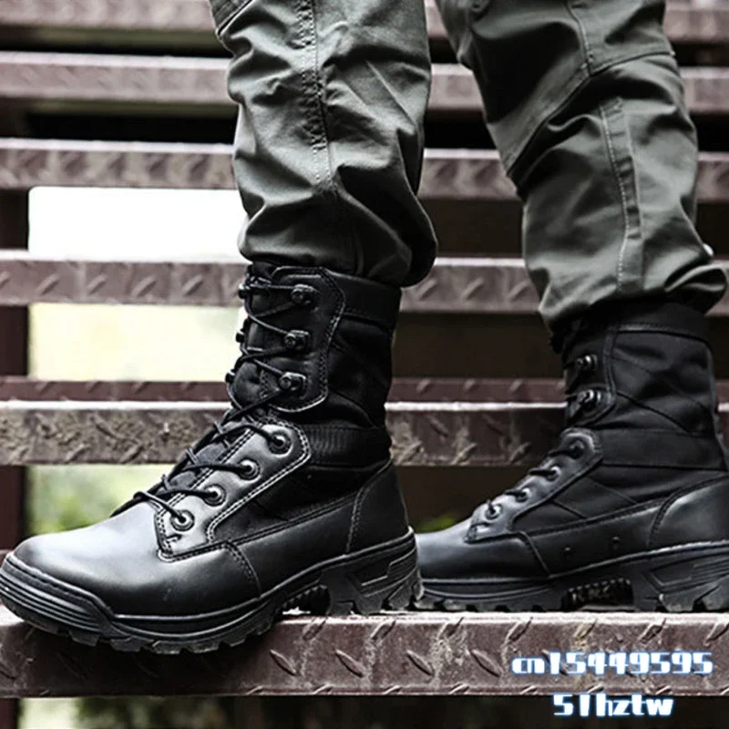 1000D Nylon Waterproof Trekking Hiking Shoes Men Military Tactical Combat Boots Layer Split-grain Leather Airsoft Gear