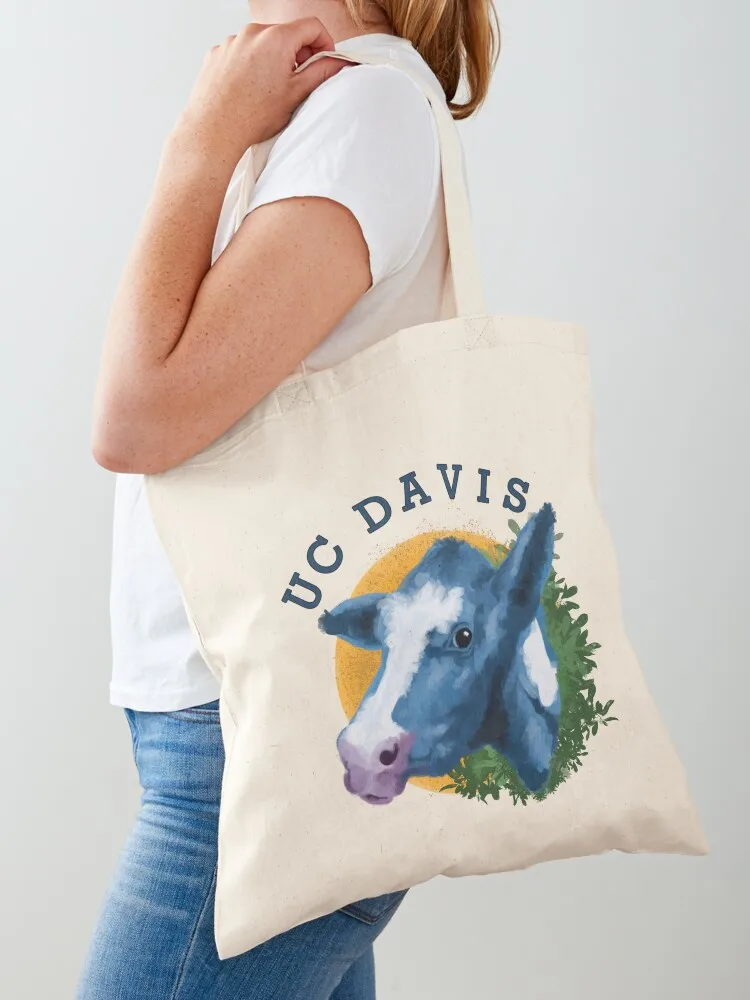 Blue UC Davis Cow Tote Bag Shopping bags shopping trolley bag bag for beach