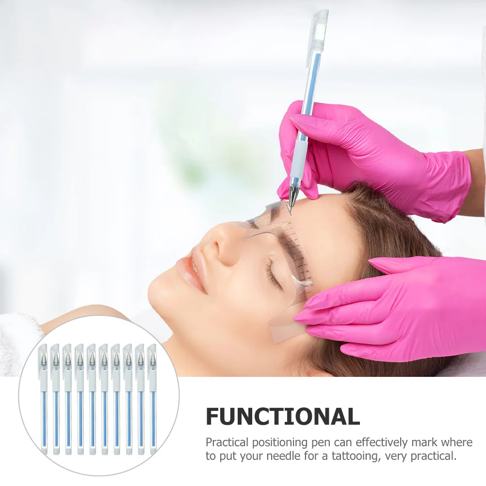 10 szt. Wodoodpornych pisaków kosmetycznych, przenośne pisaki do oznaczania skóry do brwi, ust, po operacjach, tatuażu, pisak do pozycjonowania, pisak do oznaczania skóry