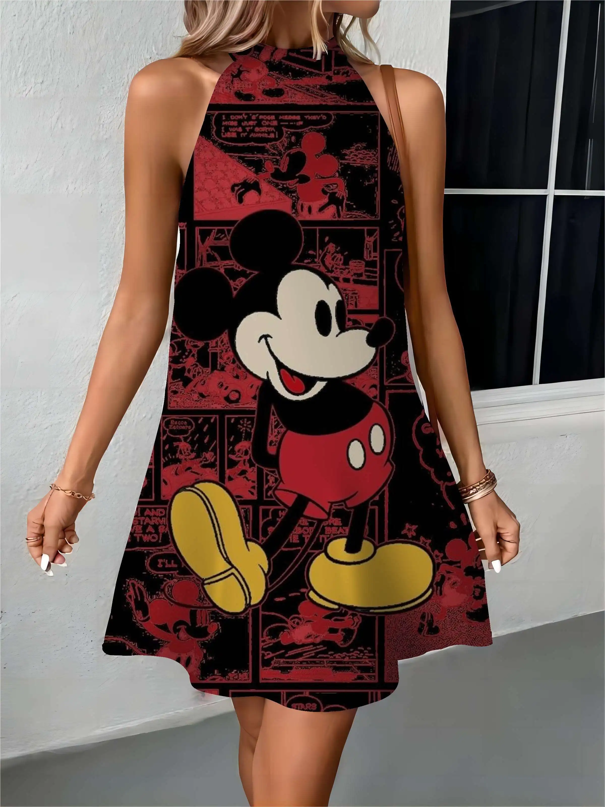 

Off Shoulder Elegant Dresses for Women Women's Dress Mickey Bow Knot Apron Minnie Mouse Disney Womens Fashion Summer 2024 Party