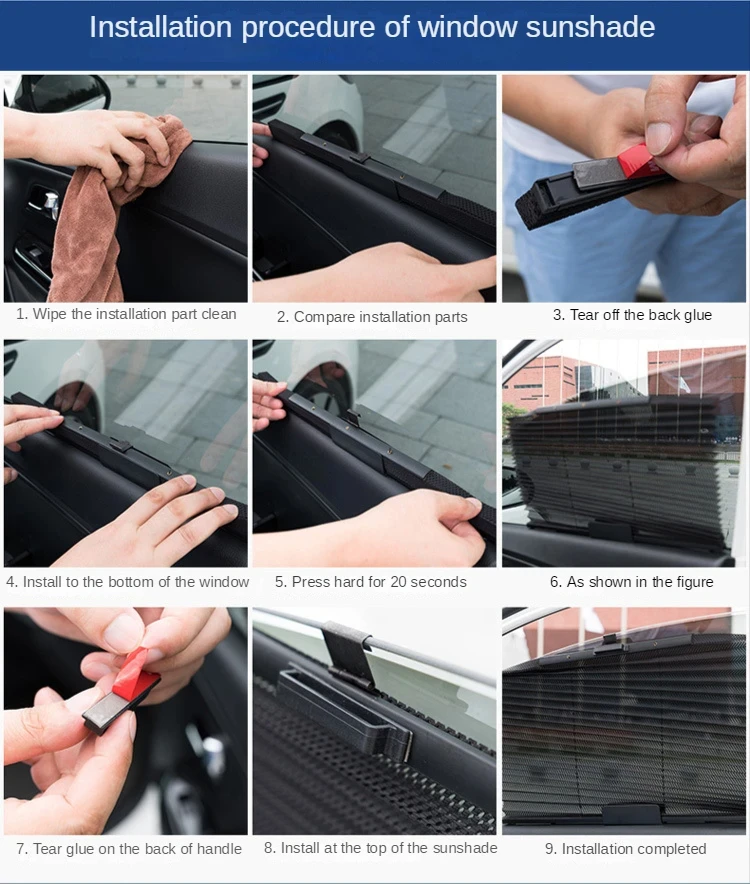1 Stück faltbarer Auto-Seiten-Sonnenschutz, einziehbarer Sonnenschutz für die Front-/Heckscheibe, Netz-UV-Schutzvorhang, faltbarer Auto-LKW-Sonnenschutz – Detail 5