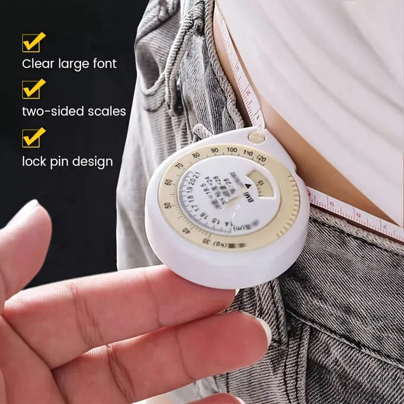 1 × 59.06 بوصة/59 بوصة شريط قياس الجسم BMI، مسطرة بلاستيكية قابلة للسحب مع مقياس متري وحقيبة على شكل دمعة - مثالية للأزياء