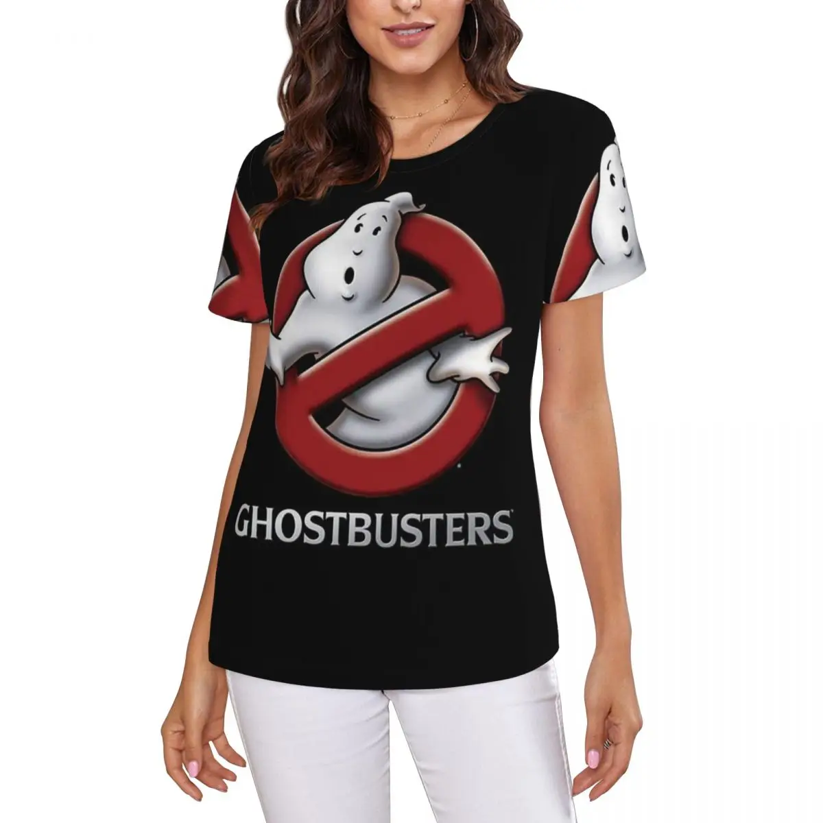 The GhostBusters Logo Pattern T-Shirt Women Short Sleeve T Shirts O-Neck Streetwear Cotton Summer Tees Streetwear