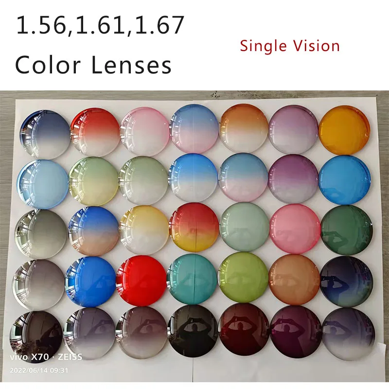 

Optical 1.56 1.61 1.67 Single Vision Prescription Colorful Myopia Hyperopia Eyeglasses Lens Aspheric Sunglasses Glasses Lenses