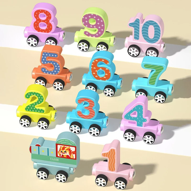 11 stks/sets Magnetische Digitale Trein Kleurrijke Cognitie Houten Speelgoed Leren Auto Montessori Kindermontage Educatief Speelgoed