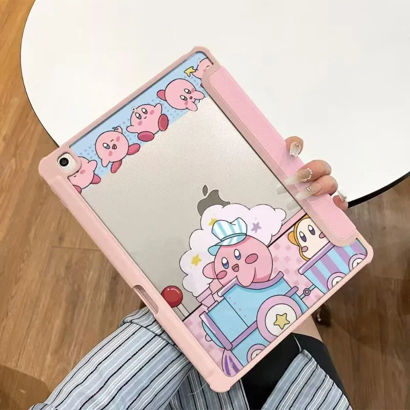 

Kirby Three-Fold Ipad Case Pro 21 22 2024 Air6 M2 M4 11in Tablet Case 11th Gen 10th Air4 5 10.9inch Cover Mini6 Protective Case