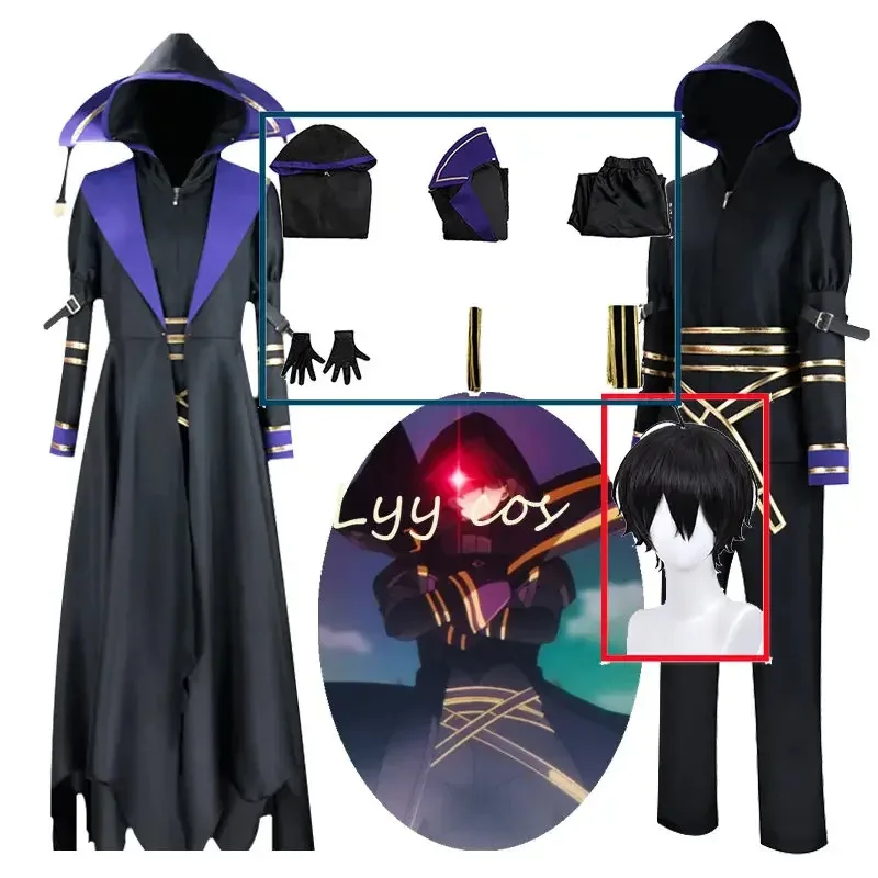 

Anime The Eminence In Shadow Cosplay Kagenou Cid Cosplay Uniform Men Minoru Kagenou Hooded Cloak Wig Halloween Costume