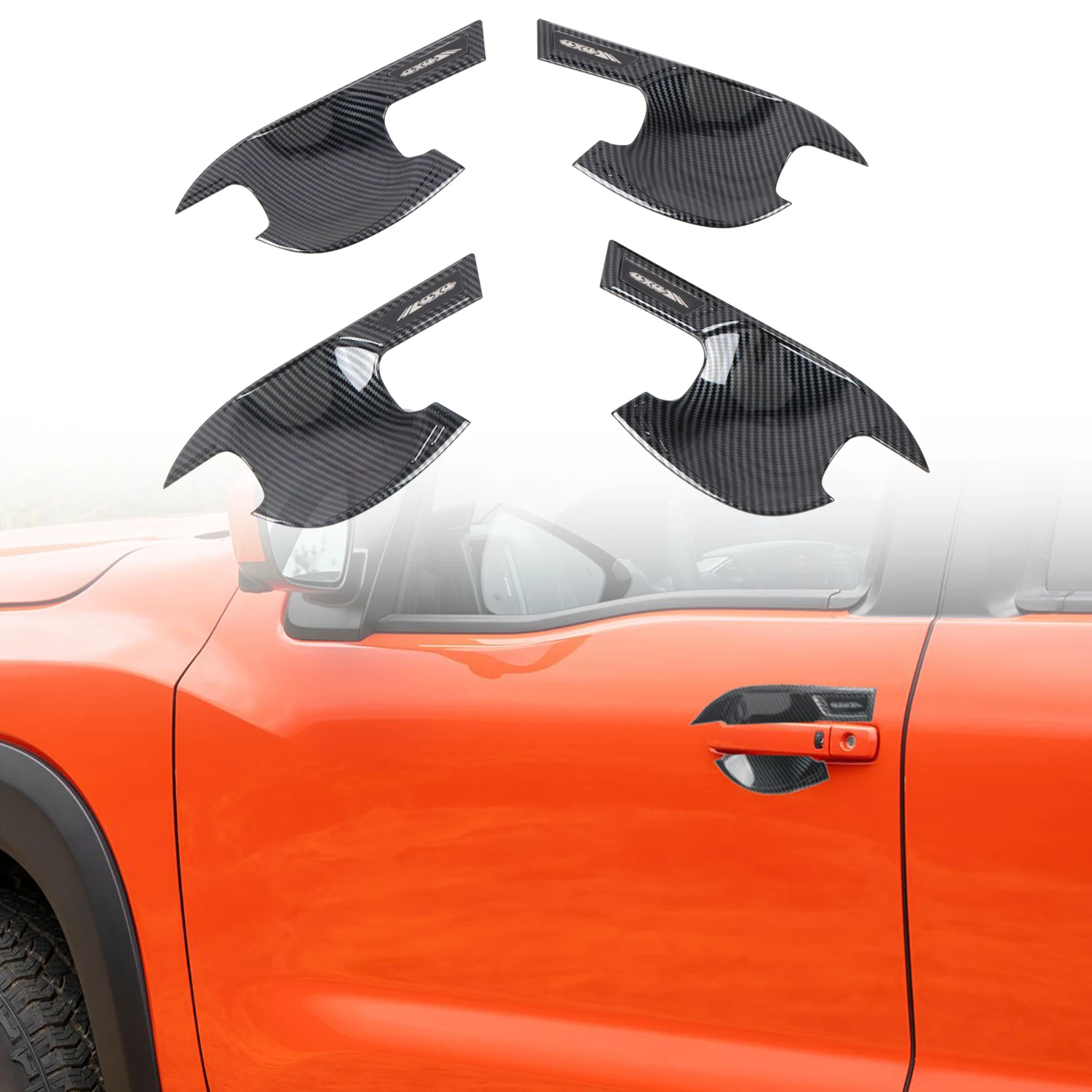 

For Nissan Frontier 2022-2025 Car Interior Accessories Door Handle Cap Bowl Protector Cover Trim Overlay ABS Carbon Black 4pcs