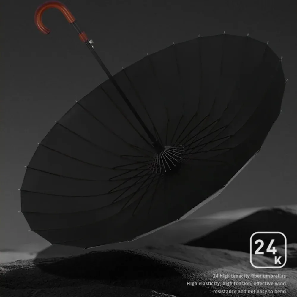 

Ветрозащитные зонты от дождя с длинной деревянной ручкой для женщин и мужчин, 120 см, зонты для гольфа, полностью волокнистый автоматический деловой зонт с деревянной ручкой