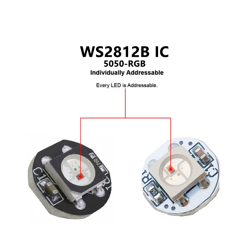 Durchmesser 10 mm Vollfarb-LED-Leuchtenplatine DC 5 V individuell adressierbar WS2812B RGB IC 5050 SMD Pixellampen Perlen 2812B WS2812 2812 – Detail 4