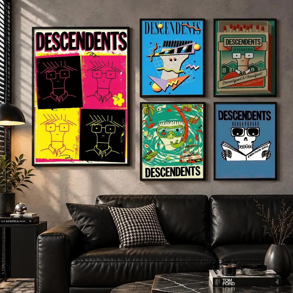 Punks D-Descendents Poster Modern Wall Art Sticker For Living Room Bedroom Bar Home Decor Mural Painting Decoration