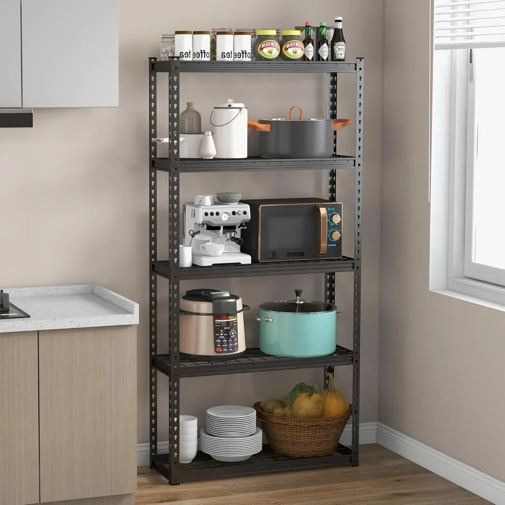 5-Tier Garage Storage Shelves, Heavy Duty Metal Storage Shelving Unit, Adjustable Utility Storage Rack, 35.5