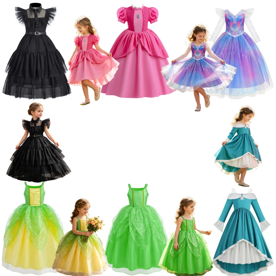 Kids Clothes Girls Little Elf Dress Up Child Birthday Party Fairy Princess Cosplay Costumes Baby Girl Halloween Gothic Dresses