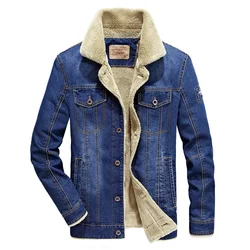 Denim Jackets Winter Men Thick Outerwear Coats Mens Warm Fleece Denim Jeans Black Casual Mens Coat Cotton Jacket Mens Clothing