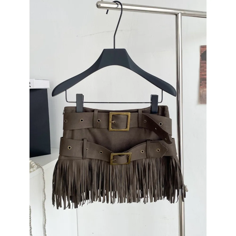 

Women Sexy Distressed tassel Skirt Party Fashion Vintage Luxury Skirts Goth Clothing mini dress