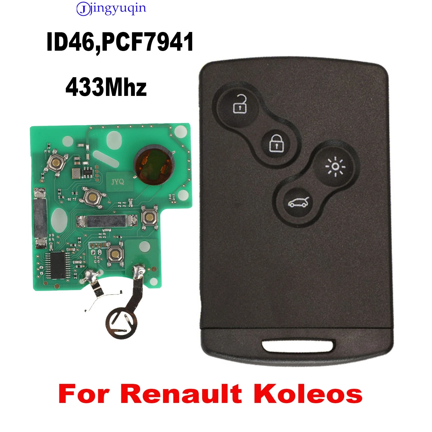 

Jingyuqin дистанционный ключ управления автомобилем для Renault Koleos ID46/PCF7941чип 433 МГц полный ключ Smart с лезвием